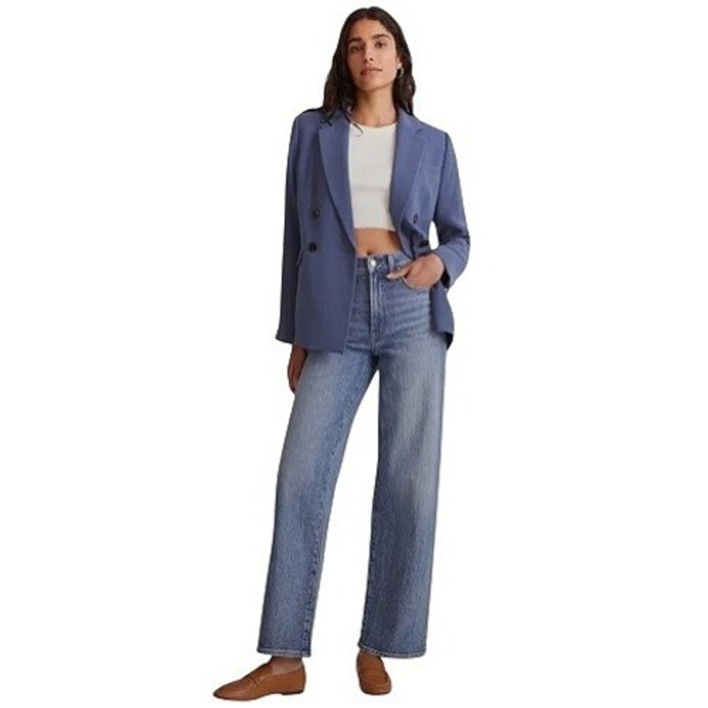 Madewell Women's The Petite Perfect Vintage Wide-Leg Jean Heathcote Size 27P EUC